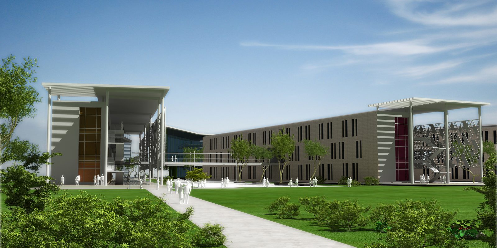 Corpurile campusului, dinspre peluză